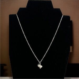 Silver Tone Heart Pendant With Wing On Silver Tone Chain Valentine’s Day Jewelry